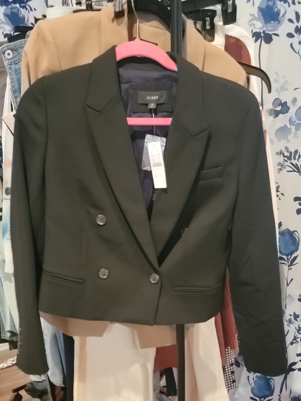 nwt J. Crew Black Cropped Double-Breasted Blazer 6